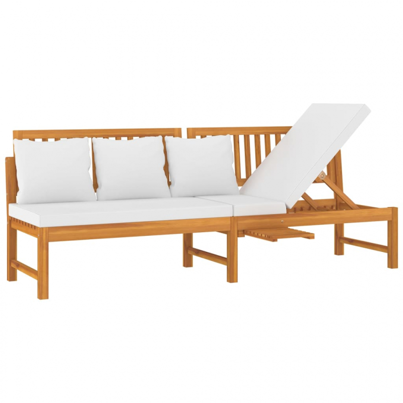 vidaxL Tagesbett mit Cremeweißen Kissen 200x60x75 cm Massivholz Akazie
