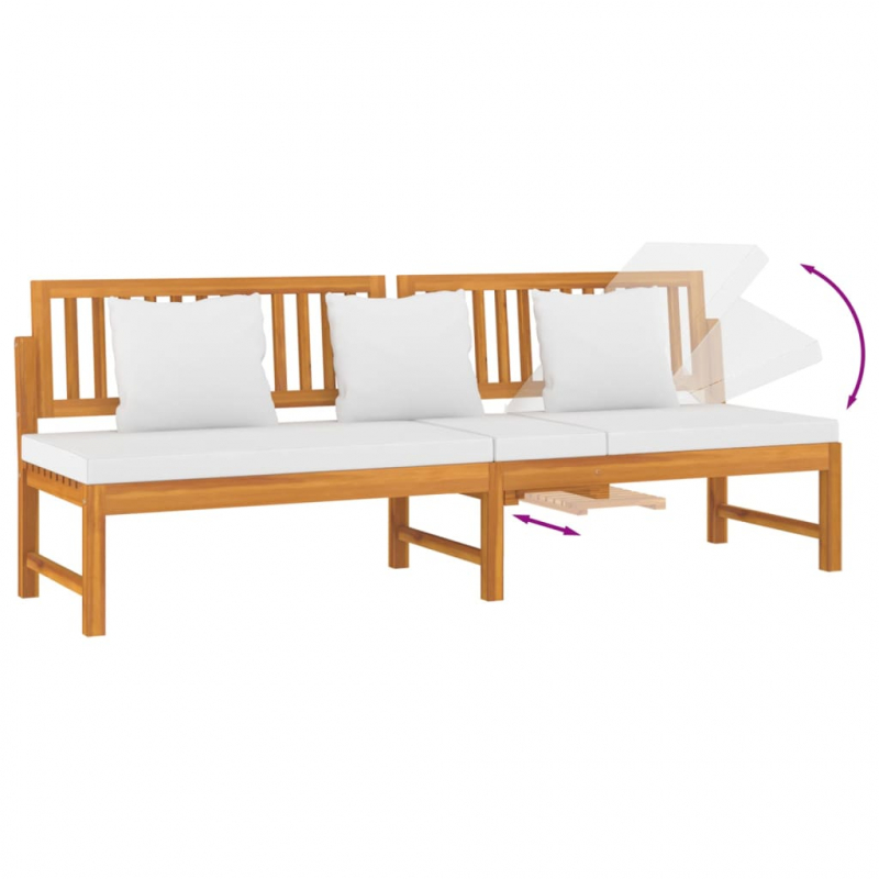 vidaxL Tagesbett mit Cremeweißen Kissen 200x60x75 cm Massivholz Akazie