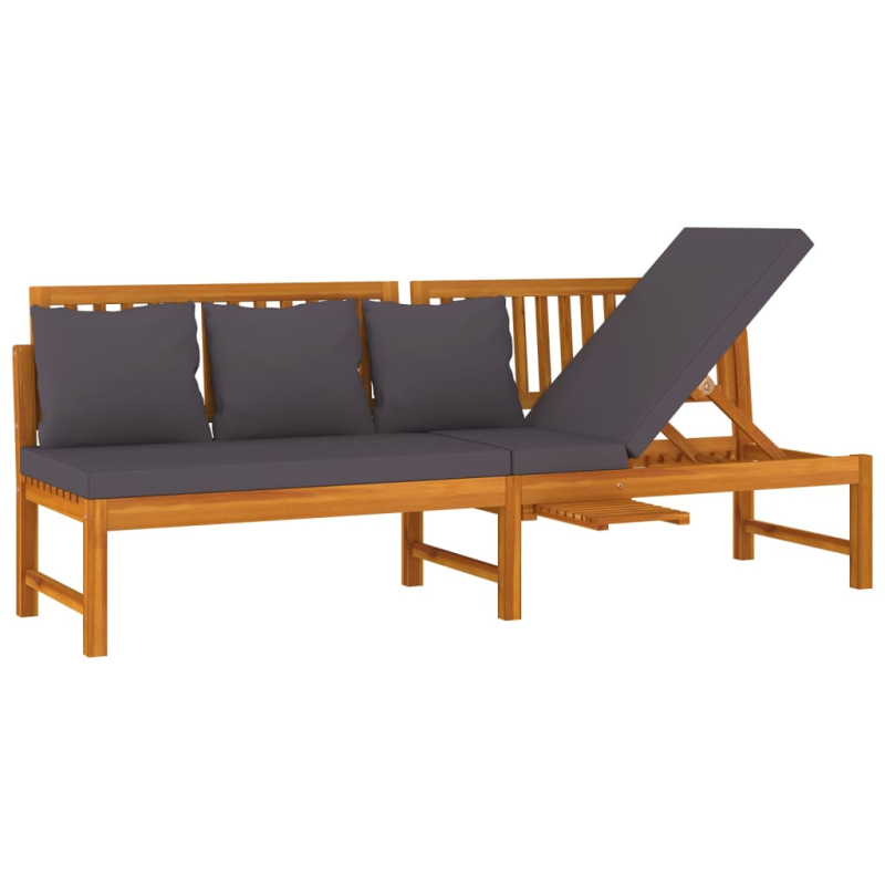 vidaxL Tagesbett mit Grauen Kissen 200x60x75 cm Massivholz Akazie