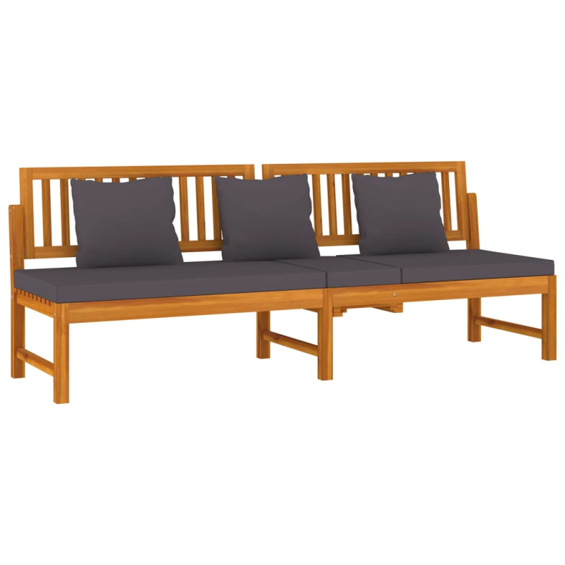 vidaxL Tagesbett mit Grauen Kissen 200x60x75 cm Massivholz Akazie