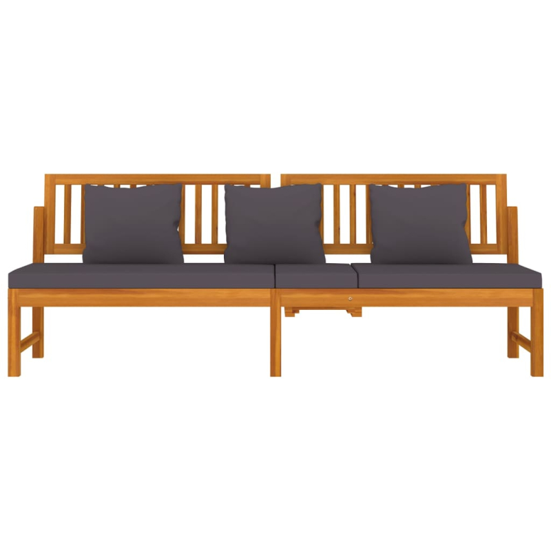 vidaxL Tagesbett mit Grauen Kissen 200x60x75 cm Massivholz Akazie