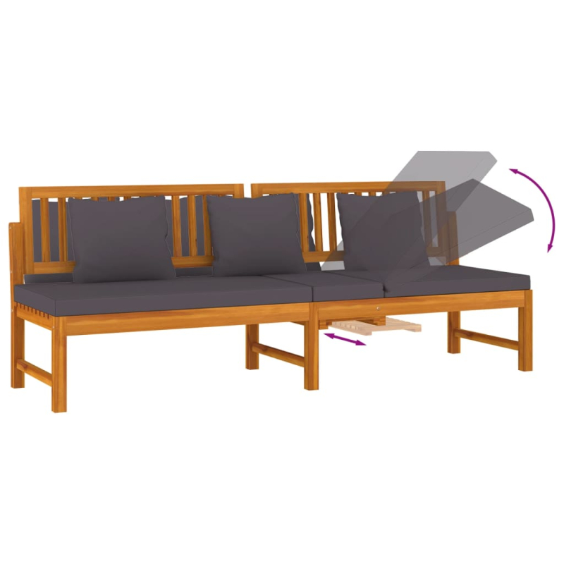 vidaxL Tagesbett mit Grauen Kissen 200x60x75 cm Massivholz Akazie