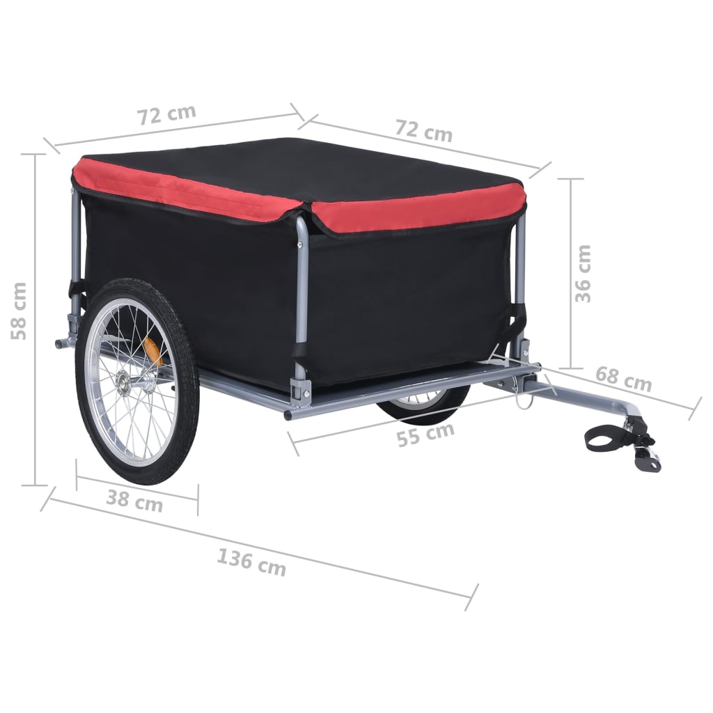 Fahrradanhänger Schwarz und Rot 65 kg