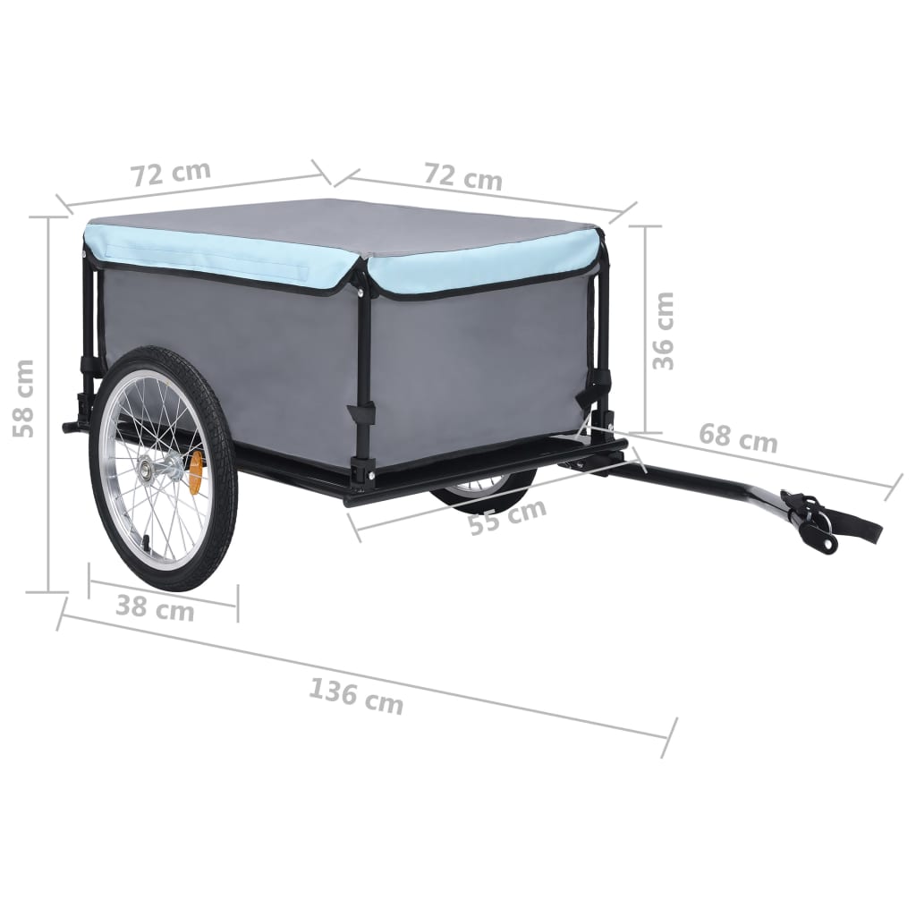 Fahrradanhänger Schwarz und Blau 65 kg