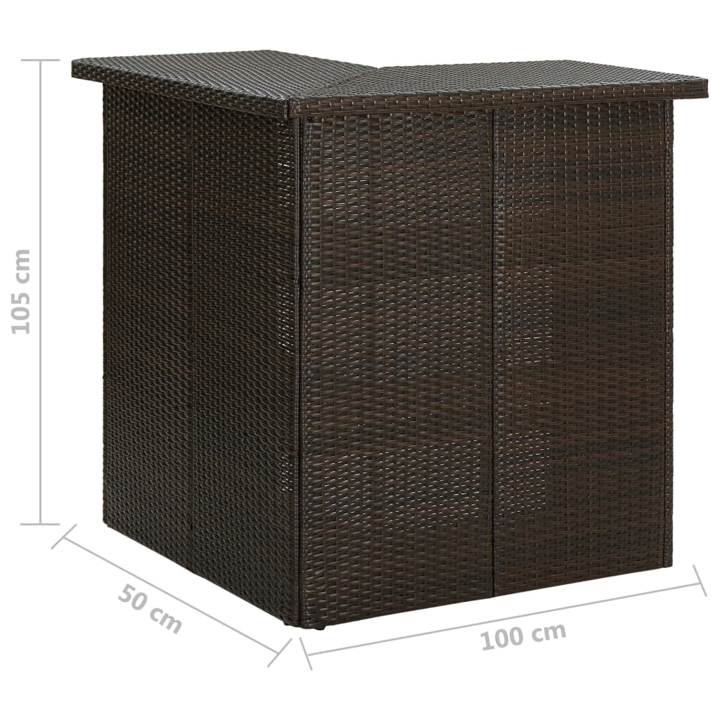 Eck-Bartisch Braun 100x50x105 cm Poly Rattan