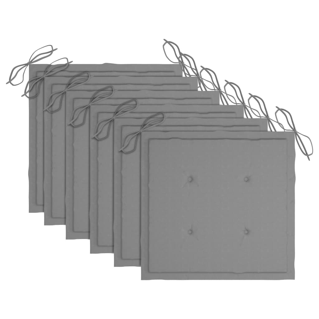Gartenstuhl-Kissen 6 Stk. Grau 40x40x4 cm Oxford-Gewebe