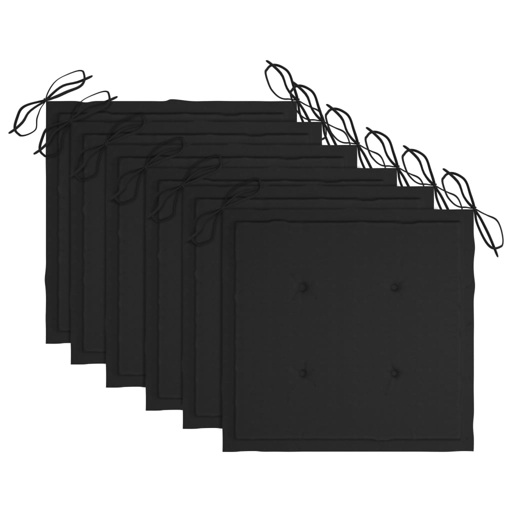 Gartenstuhl-Kissen 6 Stk. Schwarz 40x40x3 cm Oxford-Gewebe