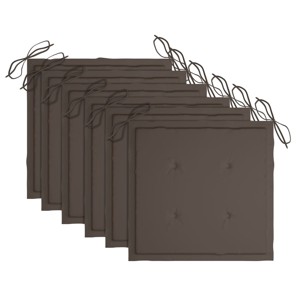 Gartenstuhl-Kissen 6 Stk. Taupe 40x40x4 cm Oxford-Gewebe