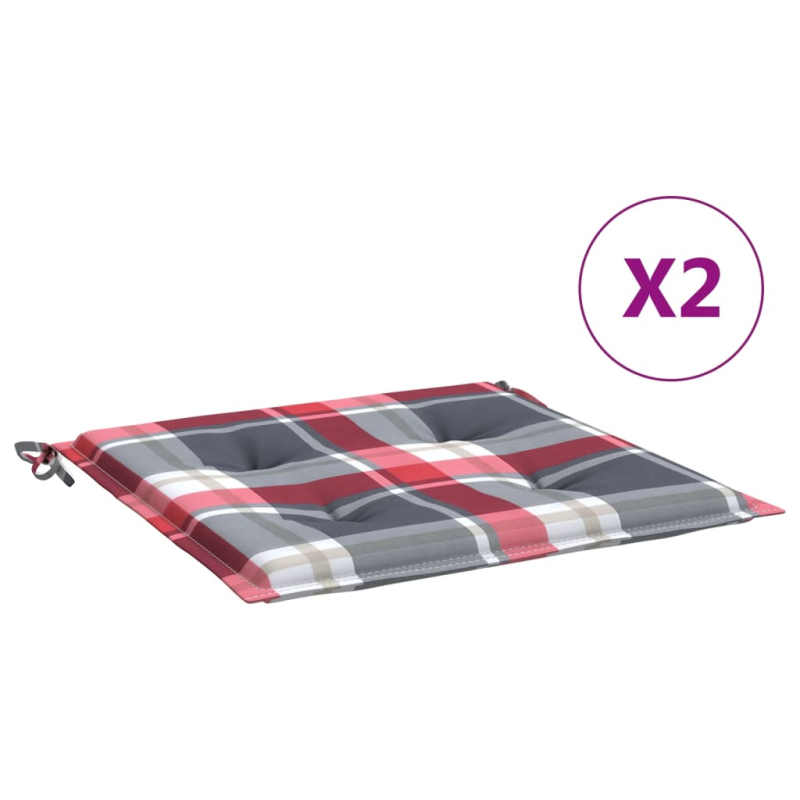 Gartenstuhl-Kissen 2Stk. Rot Karomuster 40x40x3cm Oxford-Gewebe