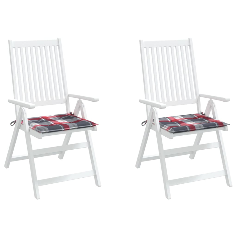 Gartenstuhl-Kissen 2Stk. Rot Karomuster 40x40x3cm Oxford-Gewebe