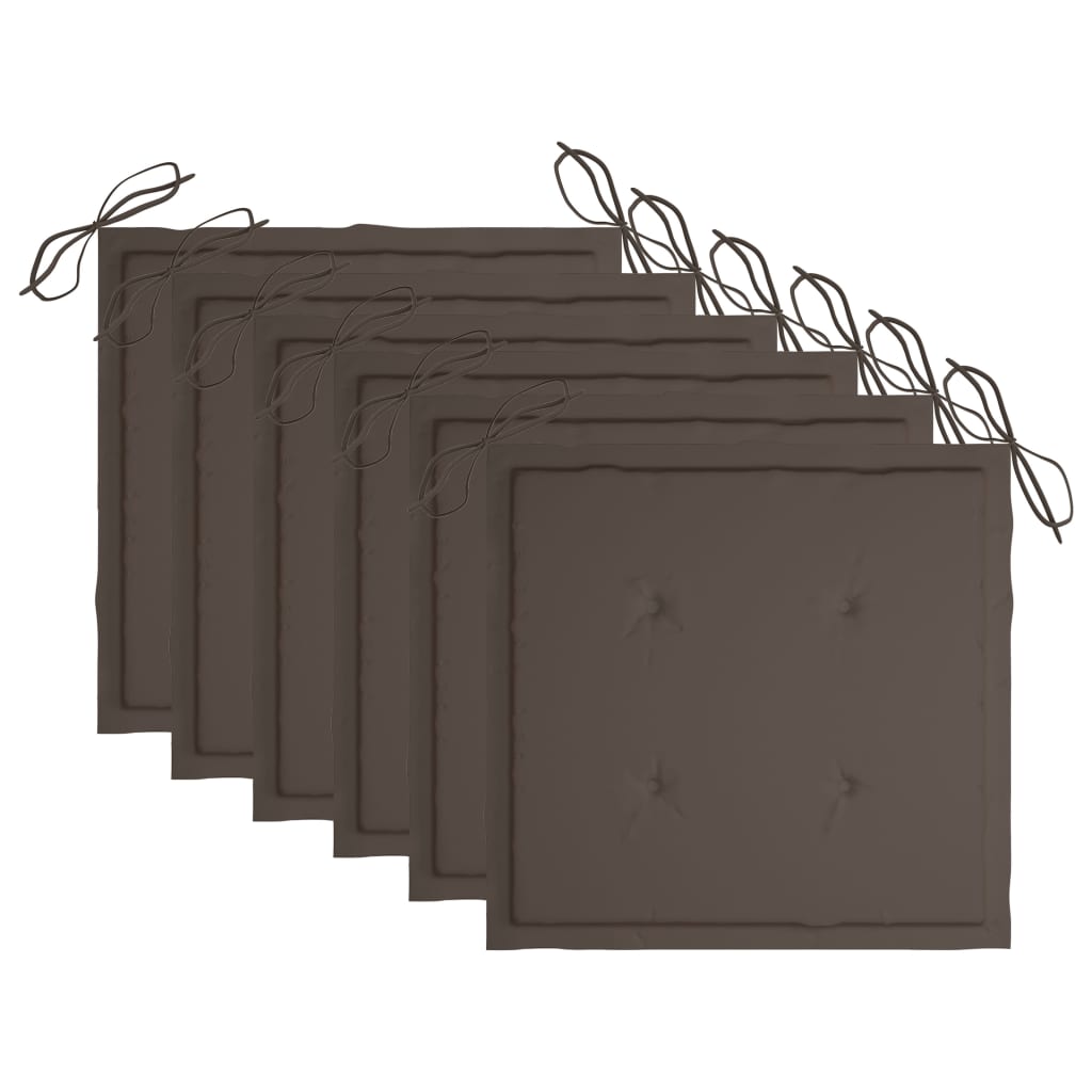 Gartenstuhl-Kissen 6 Stk. Taupe 50x50x3 cm Oxford-Gewebe