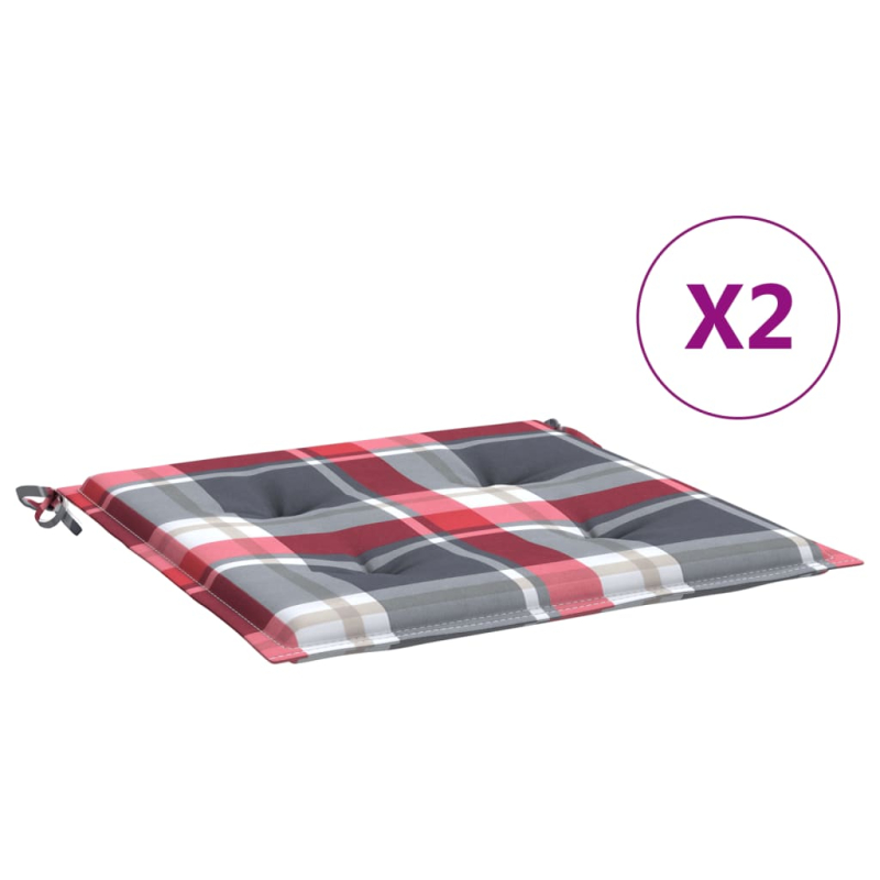 Gartenstuhl-Kissen 2Stk. Rot Karomuster 50x50x3cm Oxford-Gewebe