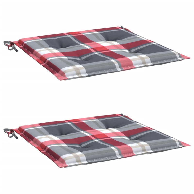 Gartenstuhl-Kissen 2Stk. Rot Karomuster 50x50x3cm Oxford-Gewebe