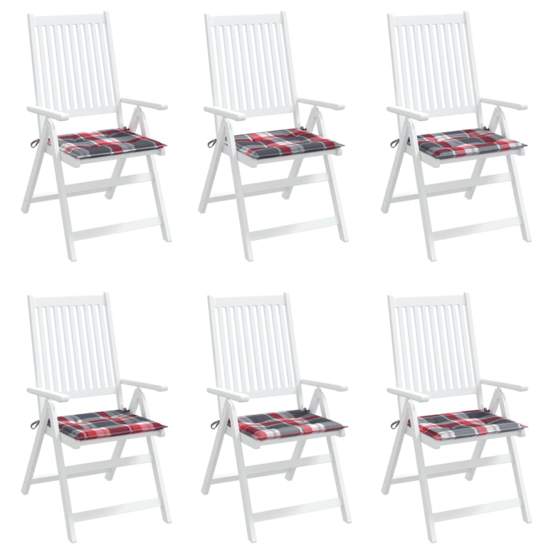 Gartenstuhl-Kissen 6Stk. Rot Karomuster 50x50x3cm Oxford-Gewebe