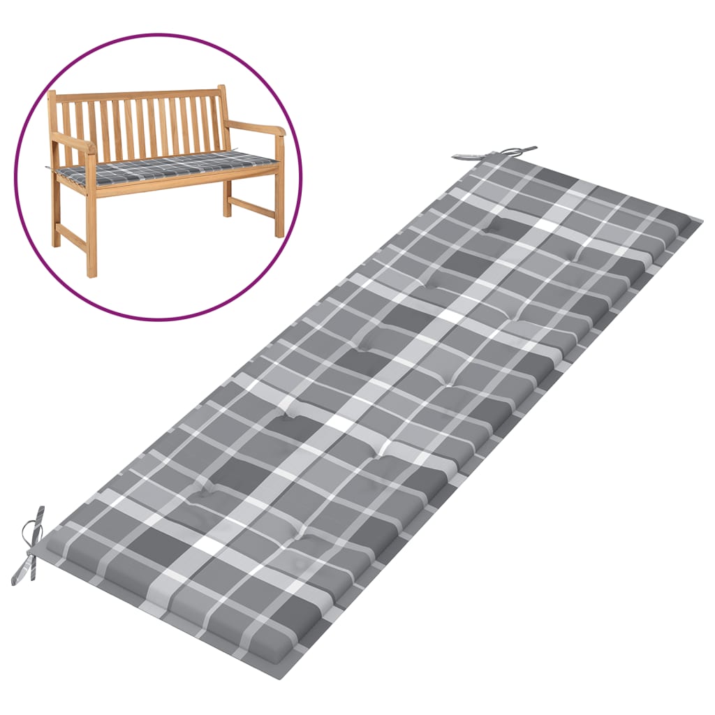 Gartenbank-Auflage Grau Karomuster 150x50x4 cm Oxford-Gewebe