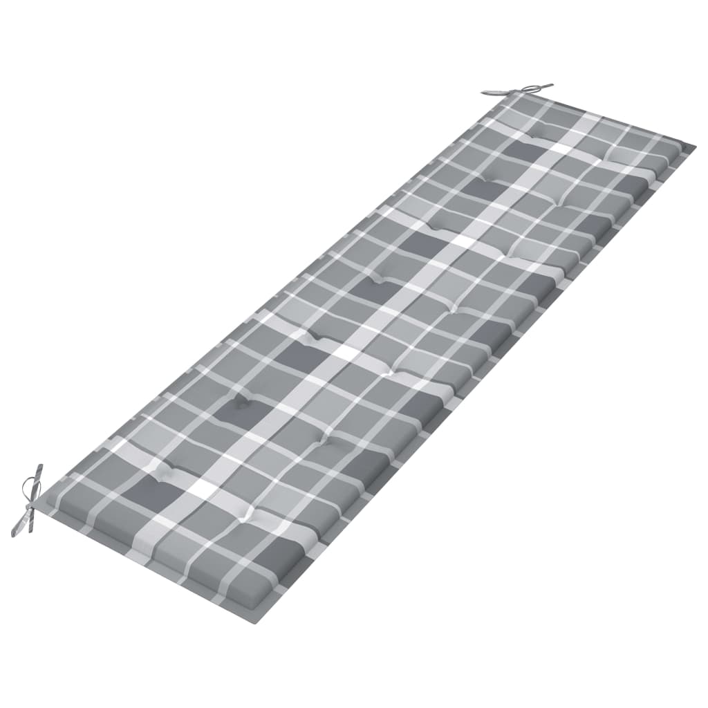 Gartenbank-Auflage Grau Karomuster 180x50x4 cm Oxford-Gewebe