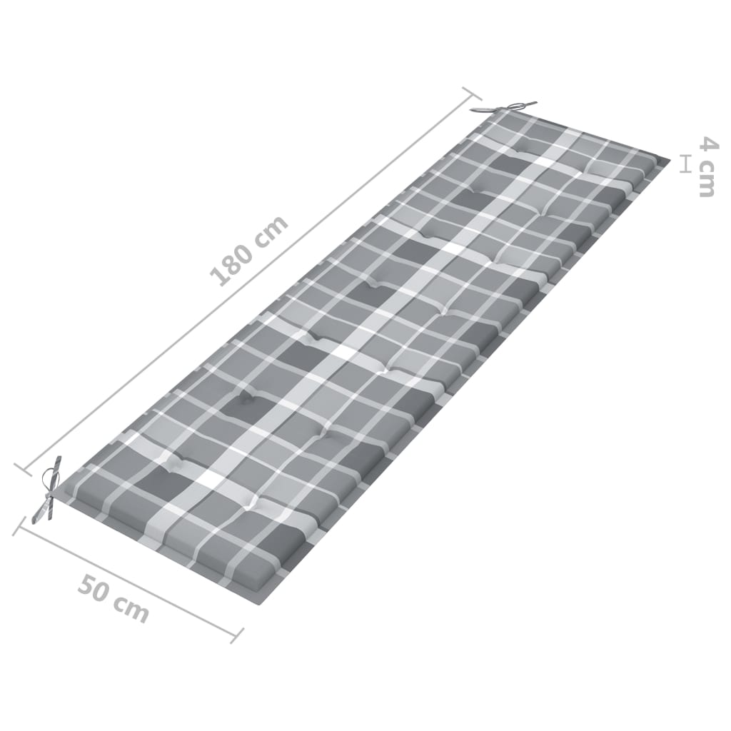 Gartenbank-Auflage Grau Karomuster 180x50x3 cm Oxford-Gewebe