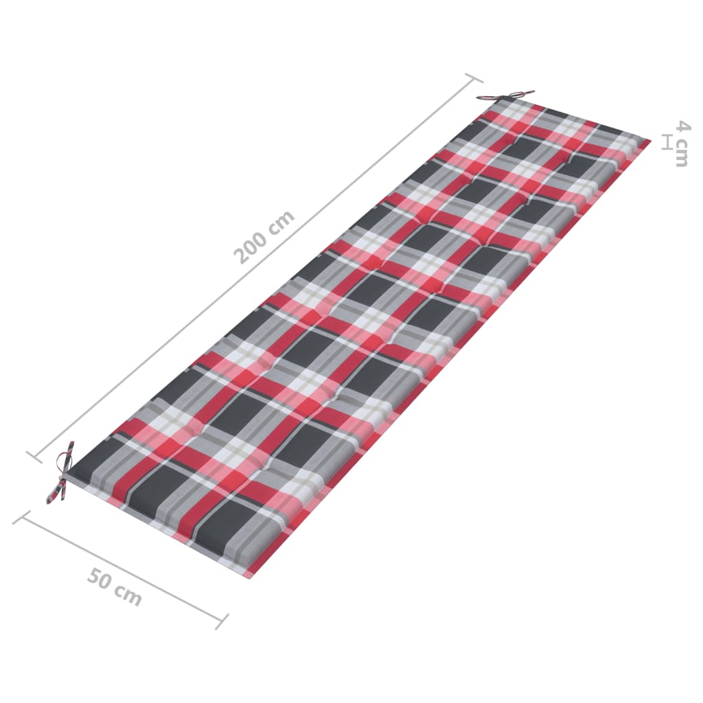 Gartenbank-Auflage Rot Karomuster 200x50x4 cm Oxford-Gewebe