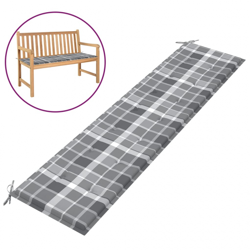 Gartenbank-Auflage Grau Karomuster 200x50x4 cm Oxford-Gewebe