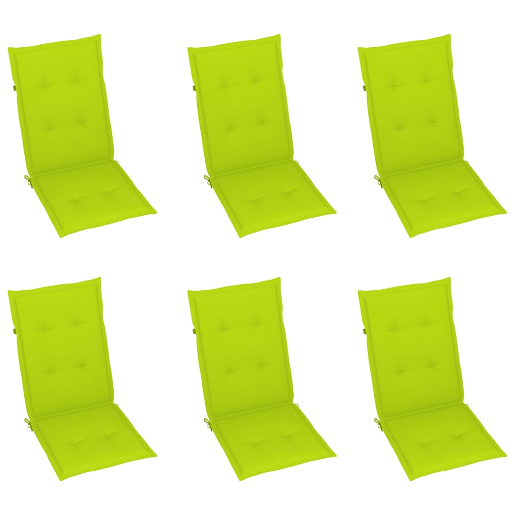 Gartenstuhlauflagen für Hochlehner 6 Stk. Knallgrün 120x50x3 cm