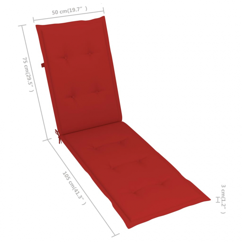 Liegestuhl-Auflage Rot (75+105)x50x4 cm