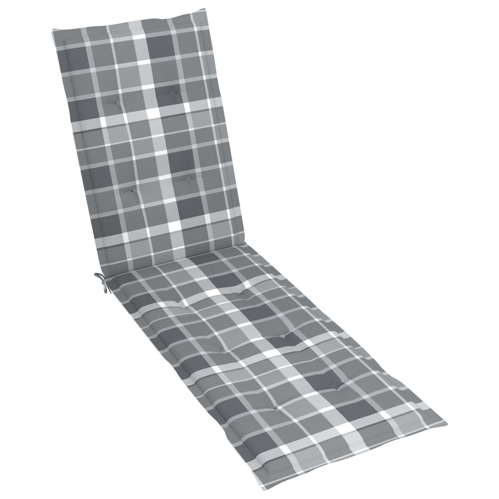 Liegestuhl-Auflage Grau Karomuster (75+105)x50x4 cm