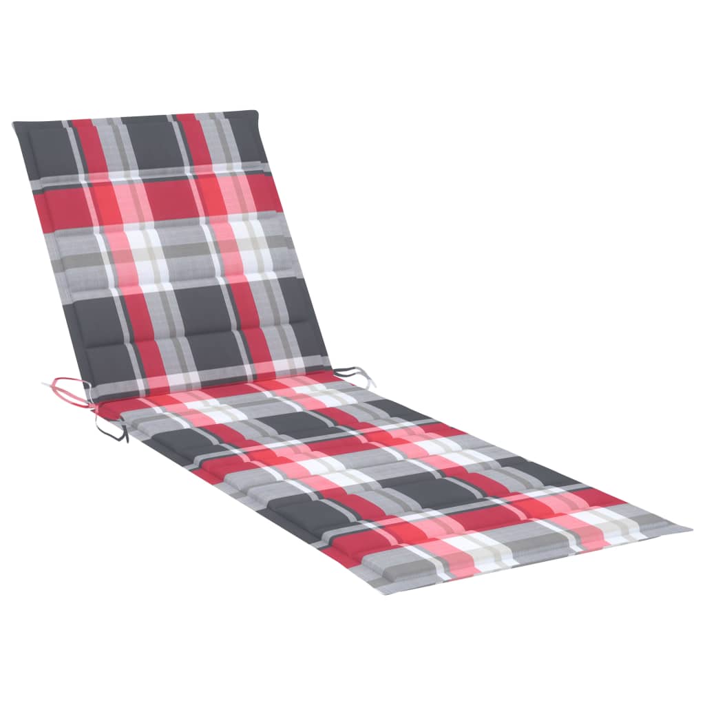 Sonnenliegen-Auflage Rot Karomuster 200x60x3 cm Oxford-Gewebe