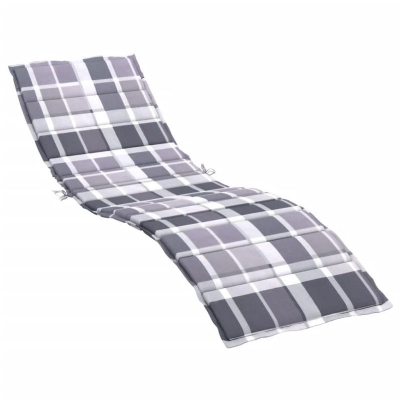 Sonnenliegen-Auflage Grau Karomuster 200x60x3 cm Oxford-Gewebe