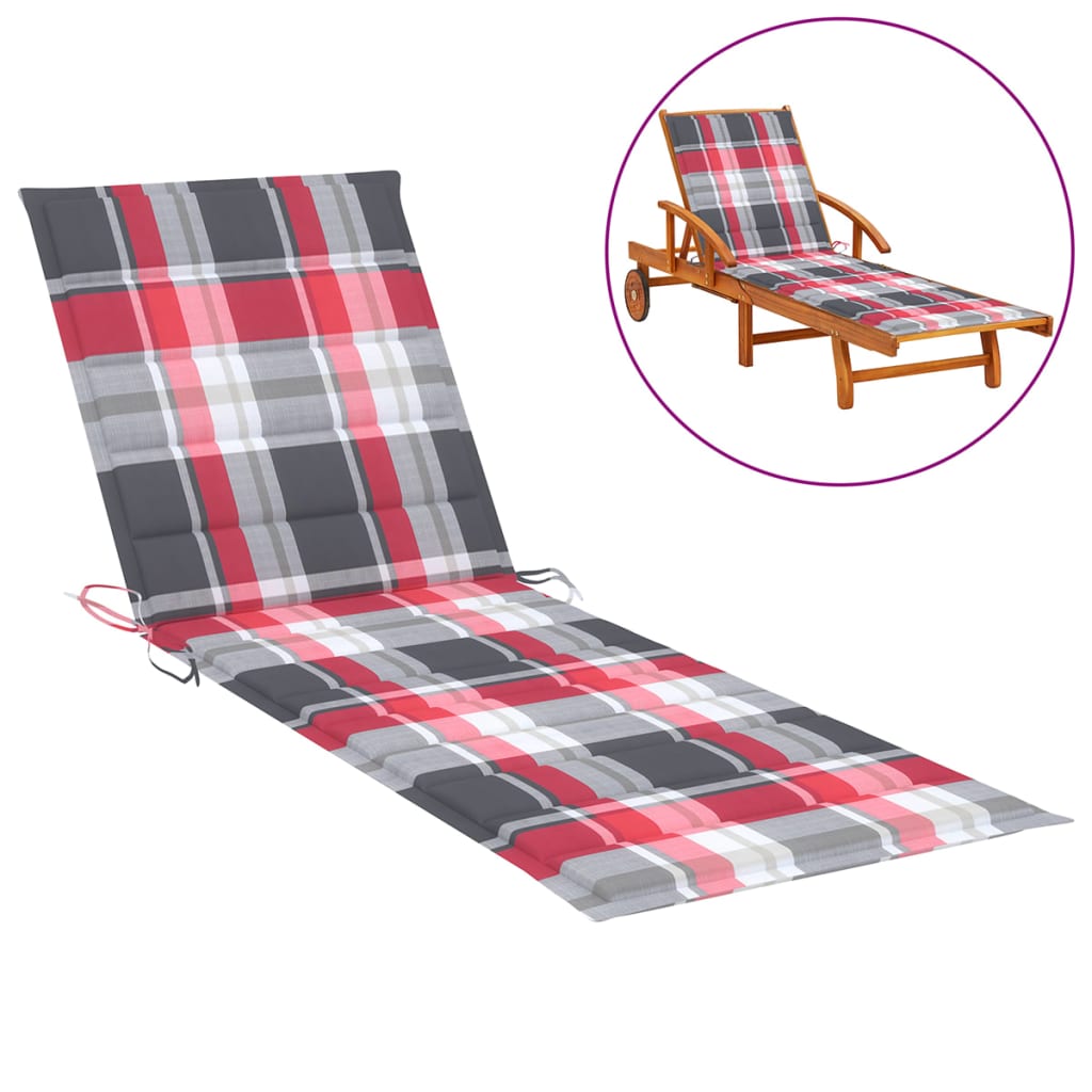Sonnenliegen-Auflage Rot Karomuster 200x70x3 cm Oxford-Gewebe