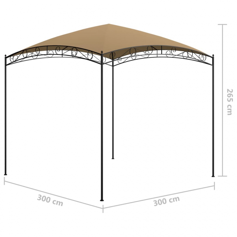 Pavillon 3x3x2,65 m Taupe 180 g/m²