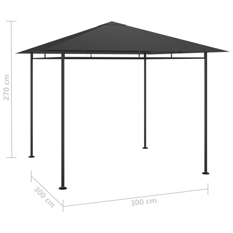 Pavillon 3x3x2,7 m Anthrazit 180 g/m²