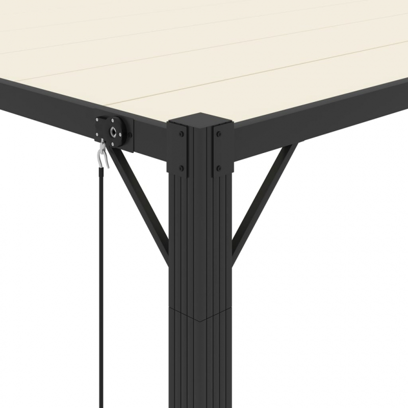 Pergola mit Lamellendach 3x4 m Creme Stoff und Aluminium