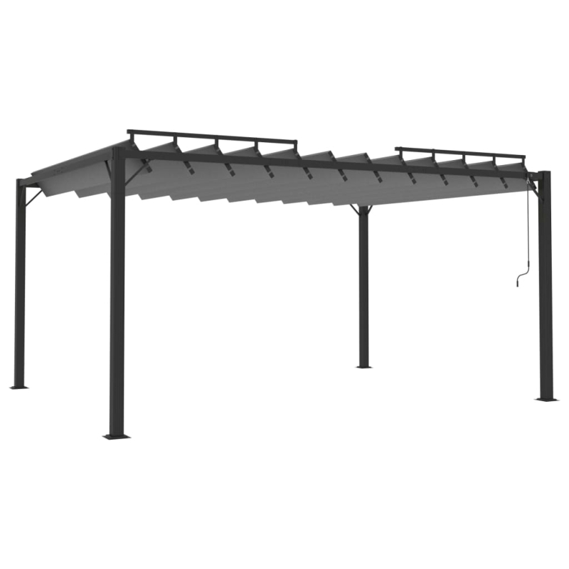 Pavillon mit Lamellendach 3x4 m Anthrazit Stoff und Aluminium