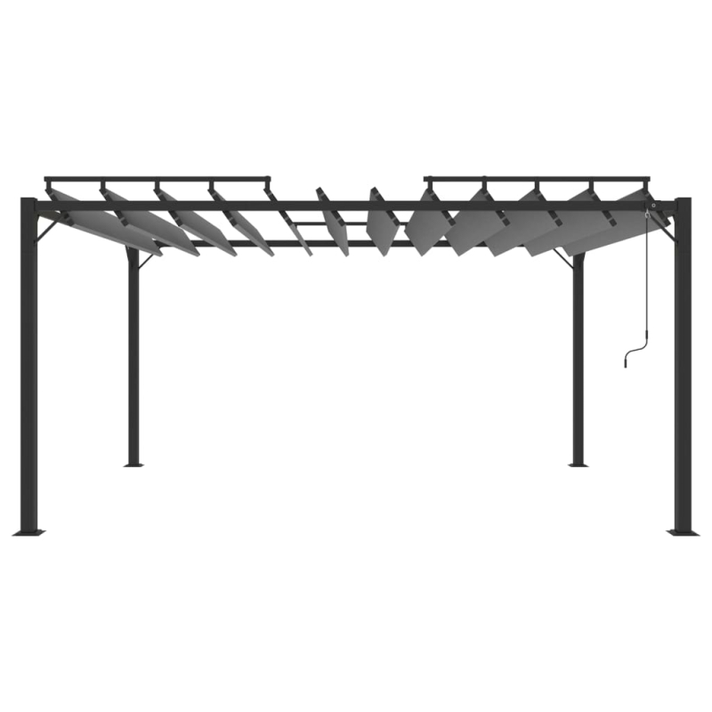 Pavillon mit Lamellendach 3x4 m Anthrazit Stoff und Aluminium