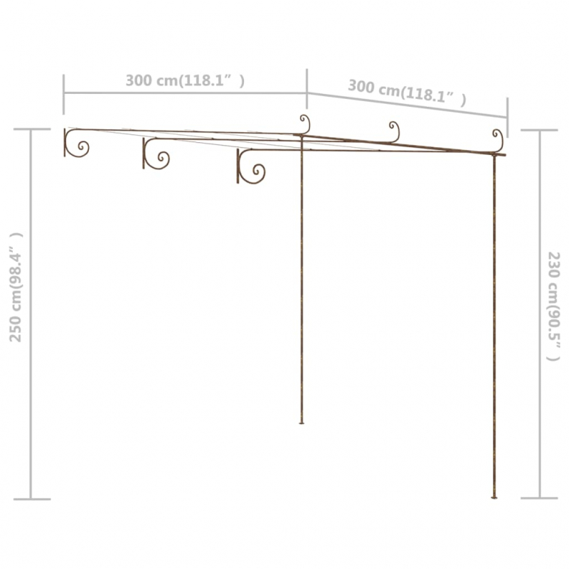 Garten-Pergola Antik-Braun 3x3x2,5 m Eisen