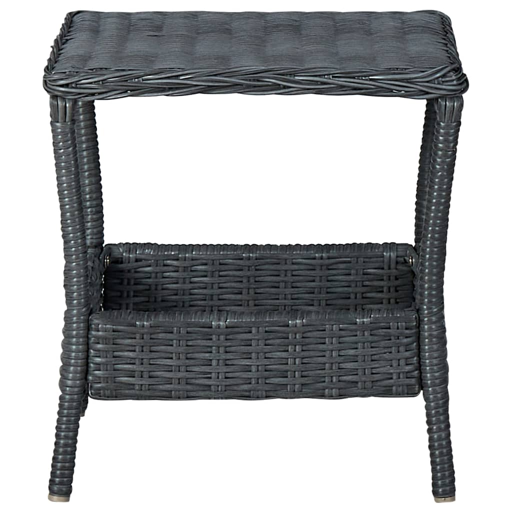 Gartentisch Dunkelgrau 45x45x46,5 cm Poly Rattan