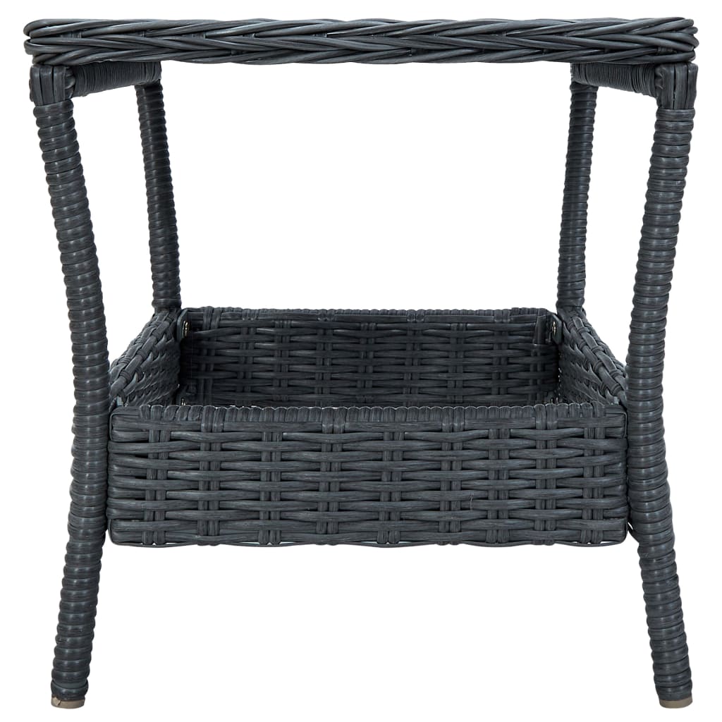 Gartentisch Dunkelgrau 45x45x46,5 cm Poly Rattan