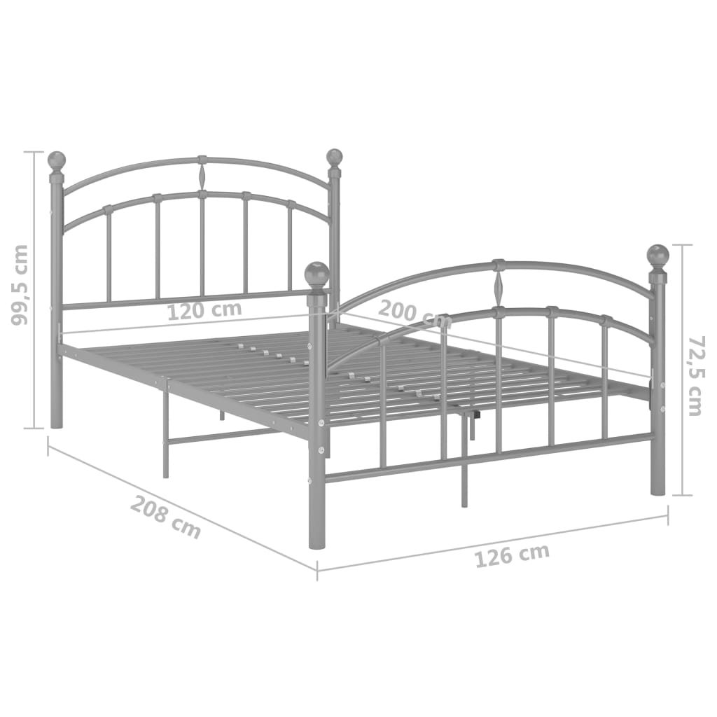Bettgestell Grau Metall 120x200 cm