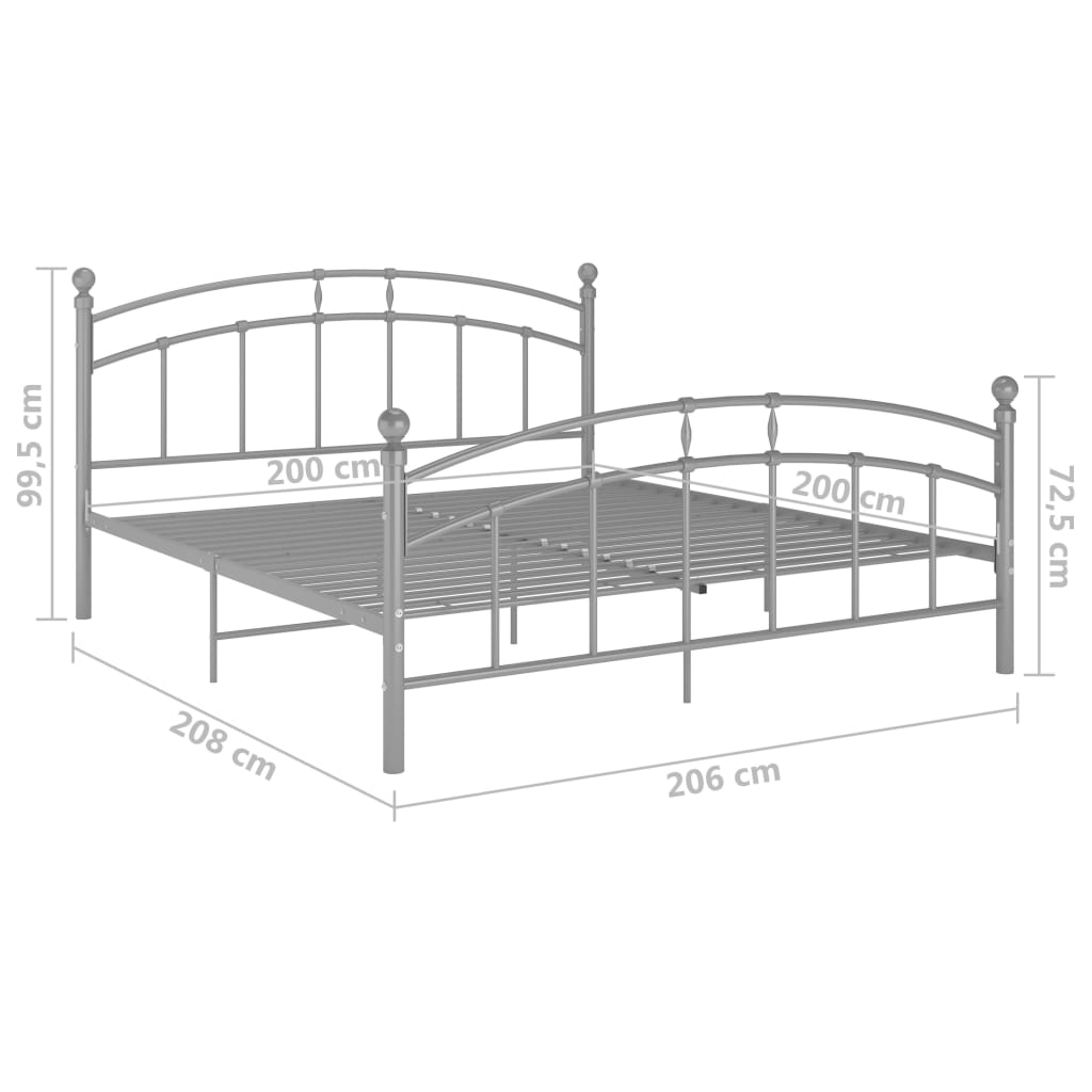 Bettgestell Grau Metall 200x200 cm