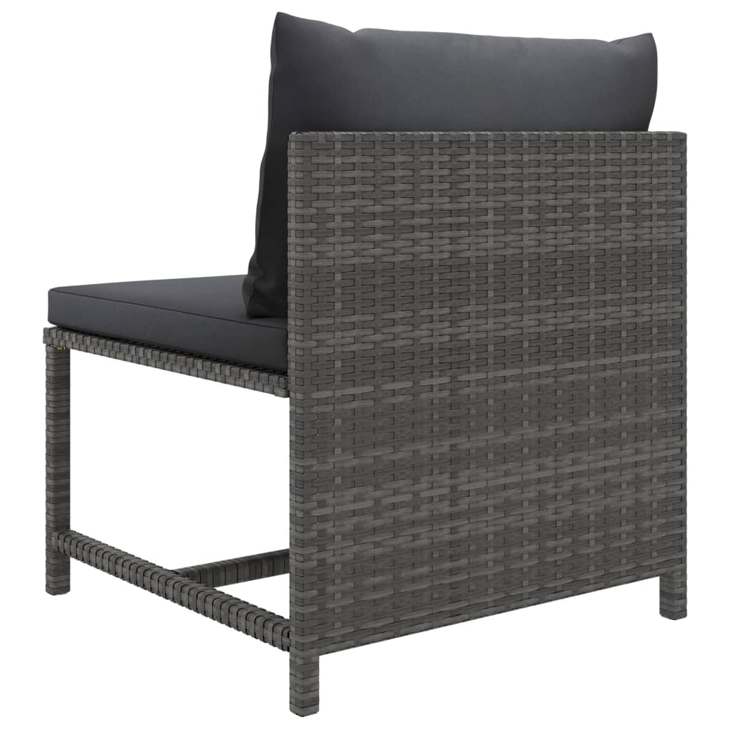 Modulares Mittelsofa mit Kissen Grau Poly Rattan