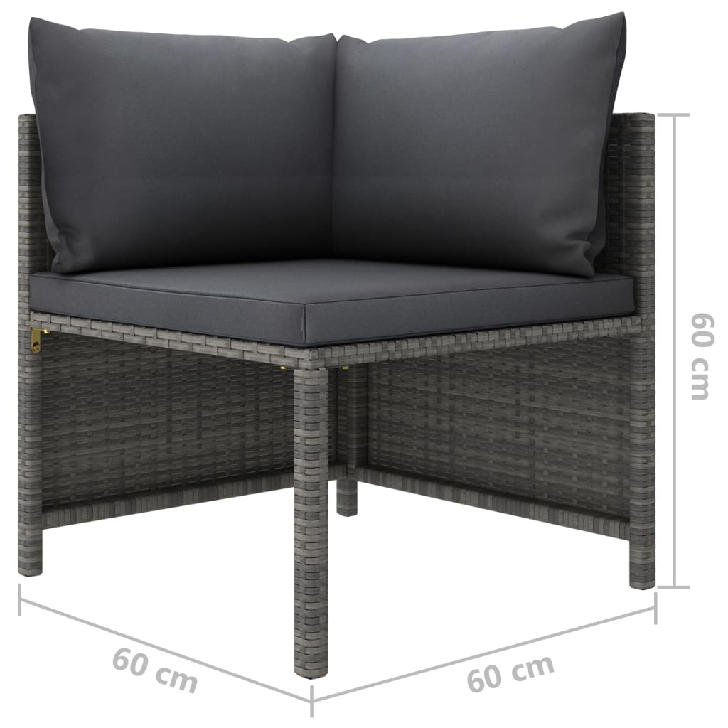 2-Sitzer-Gartensofa mit Polstern Grau Poly Rattan