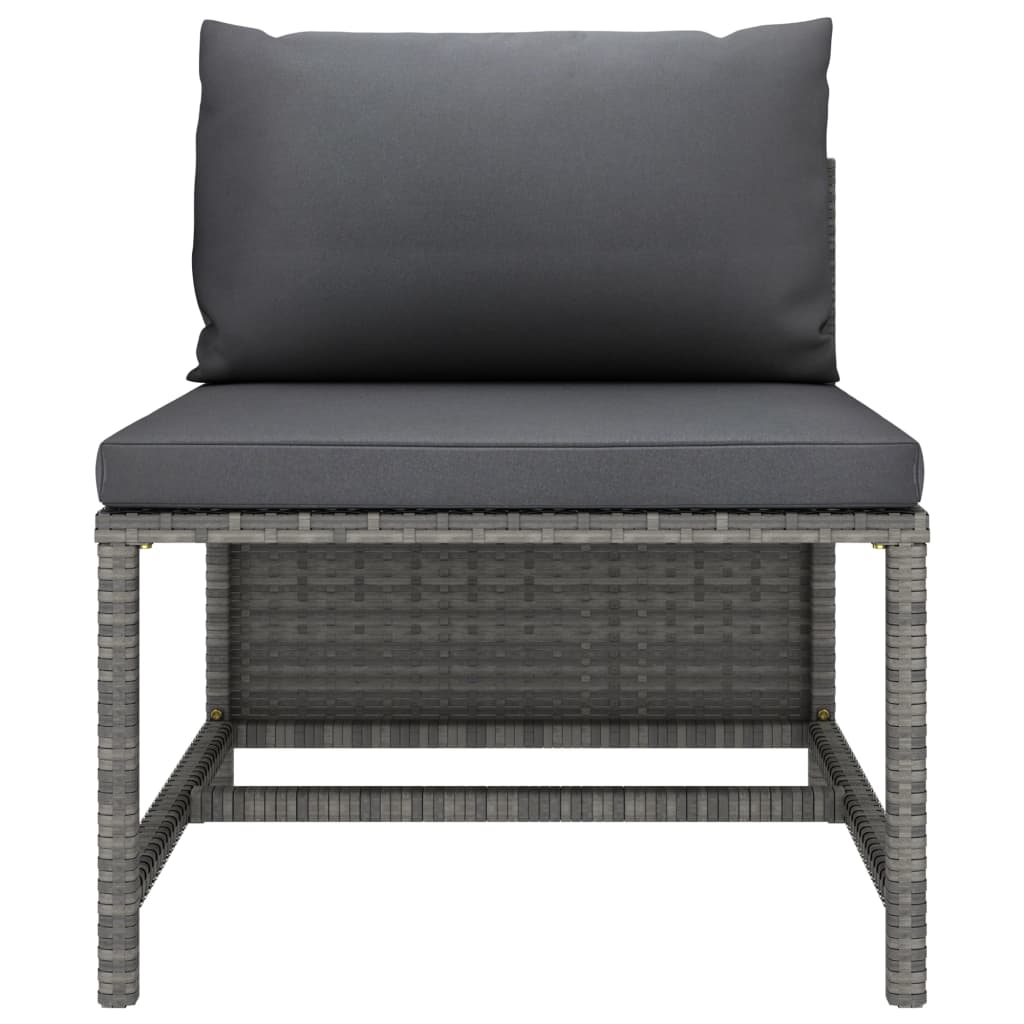 3-tlg. Garten-Lounge-Set mit Kissen Poly Rattan Grau