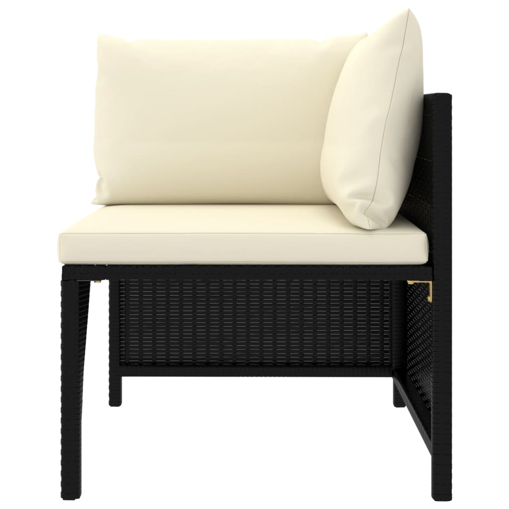 Modular-Ecksofa mit Kissen Schwarz Poly Rattan