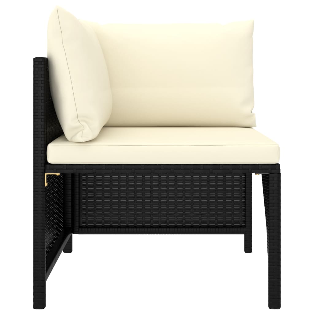 Modular-Ecksofa mit Kissen Schwarz Poly Rattan