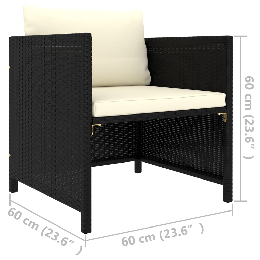 Gartensofa mit Kissen Schwarz Poly Rattan