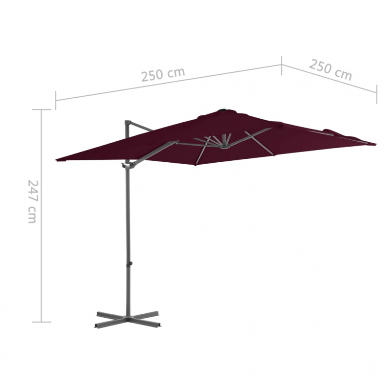 Ampelschirm mit Stahl-Mast 250x250 cm Bordeauxrot