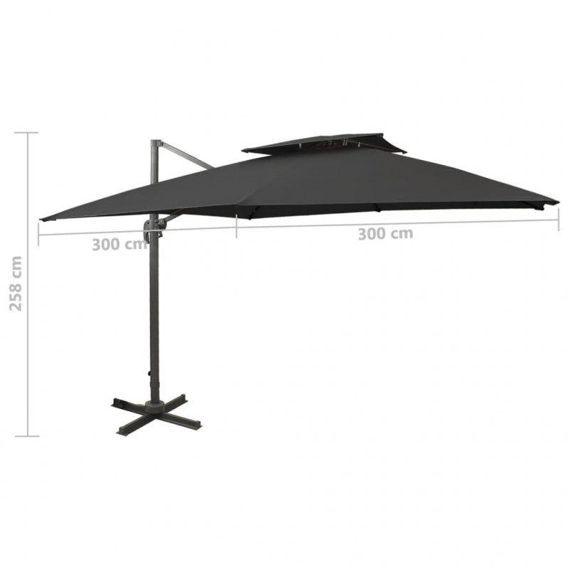 Ampelschirm mit Lüftung 300x300 cm Schwarz