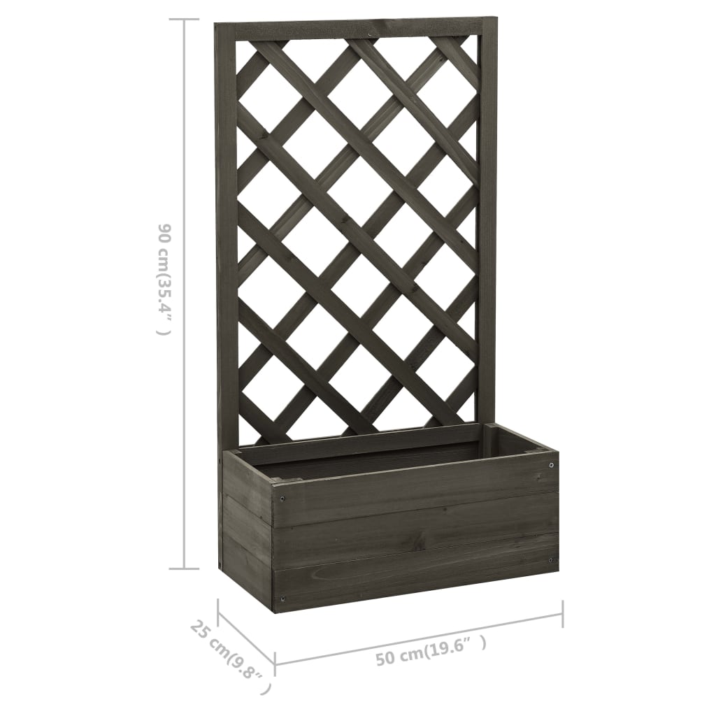 Garten-Spalier mit Blumenkasten Grau 50x25x90 cm Tannenholz