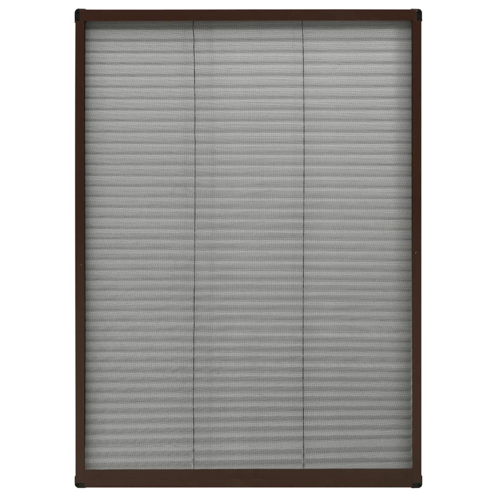 Insektenschutz-Plissee für Fenster Aluminium Braun 80x120 cm