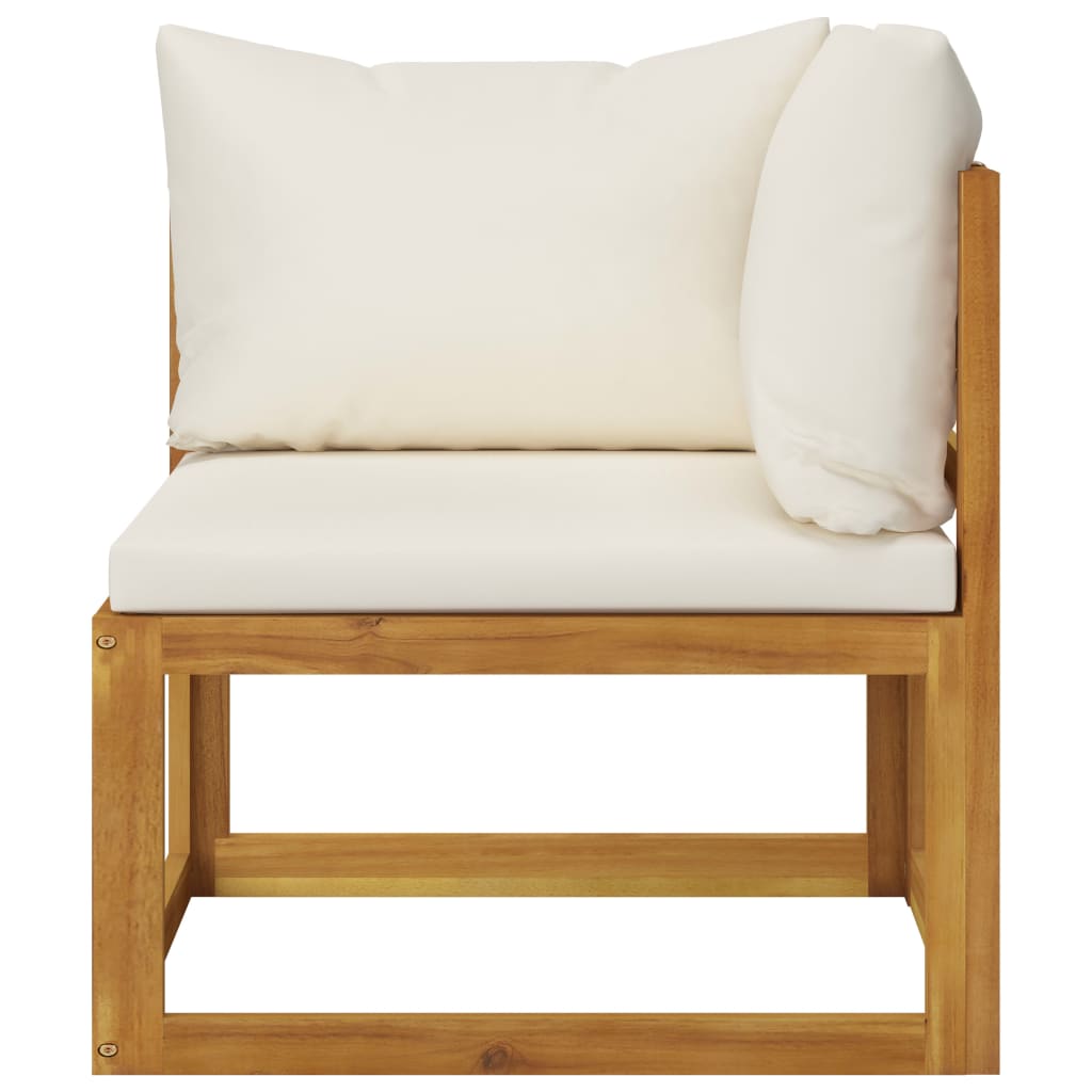 11-tlg. Garten-Lounge-Set mit Auflagen Creme Massivholz Akazie